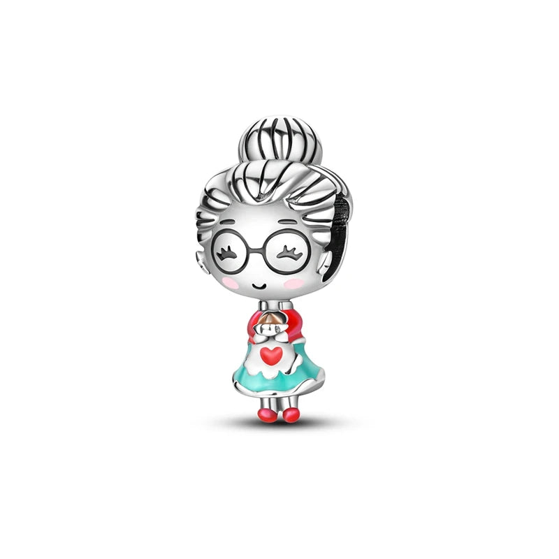 Original 925 Sterling Silver Girls Charms | Love Heart & Family Bead Pendant for Bracelets, Women’s Jewelry Gift