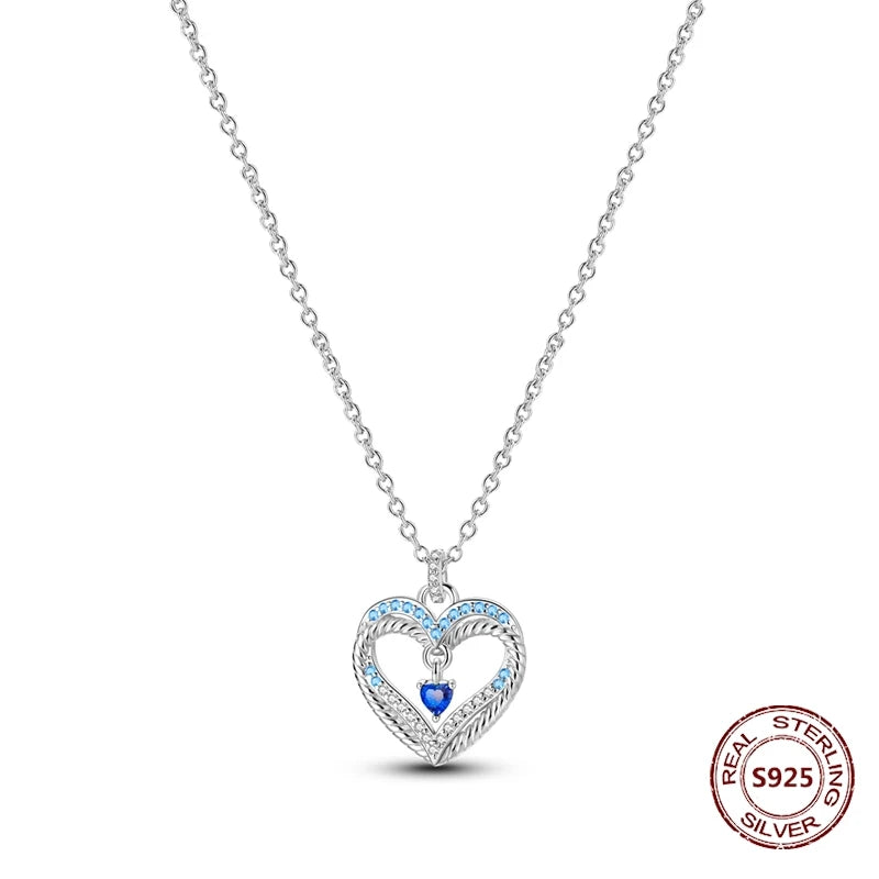 Heart to Heart Necklace 925 Sterling Silver Love Pendant Chain for Women – Wedding & Engagement Fine Jewelry