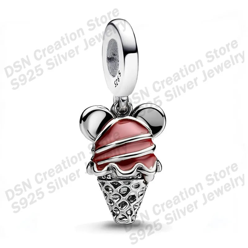 925 Sterling Silver Disney Charms | Stitch, Mickey & Cheshire Cat Beads for Original Bracelet Halloween Jewelry Gift