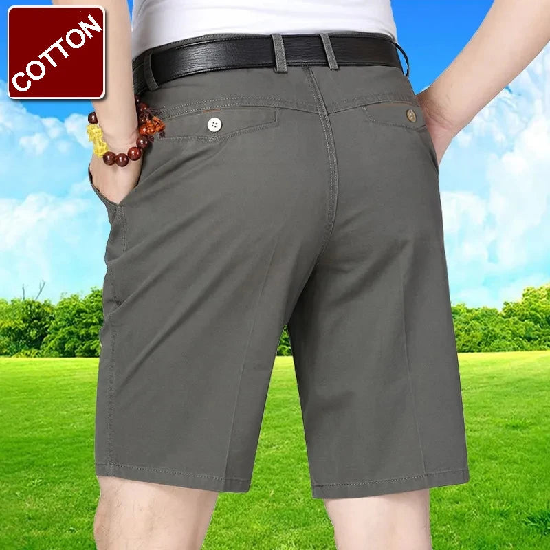 Classic Cotton Bermuda Shorts | Knee-Length Comfortable Board Shorts for Outdoor & Beach | Black & KhakiClassic Cotton Bermuda Shorts | Knee-Length Comfortable Board Shorts for Outdoor & Beach | Black & Khaki