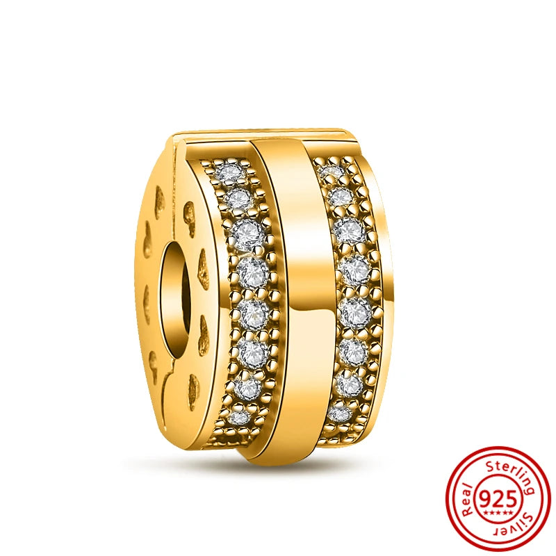 925 Silver Golden Bees & Yellow Roses Dangle Charm | Fit Original Bracelet Jewelry Gift