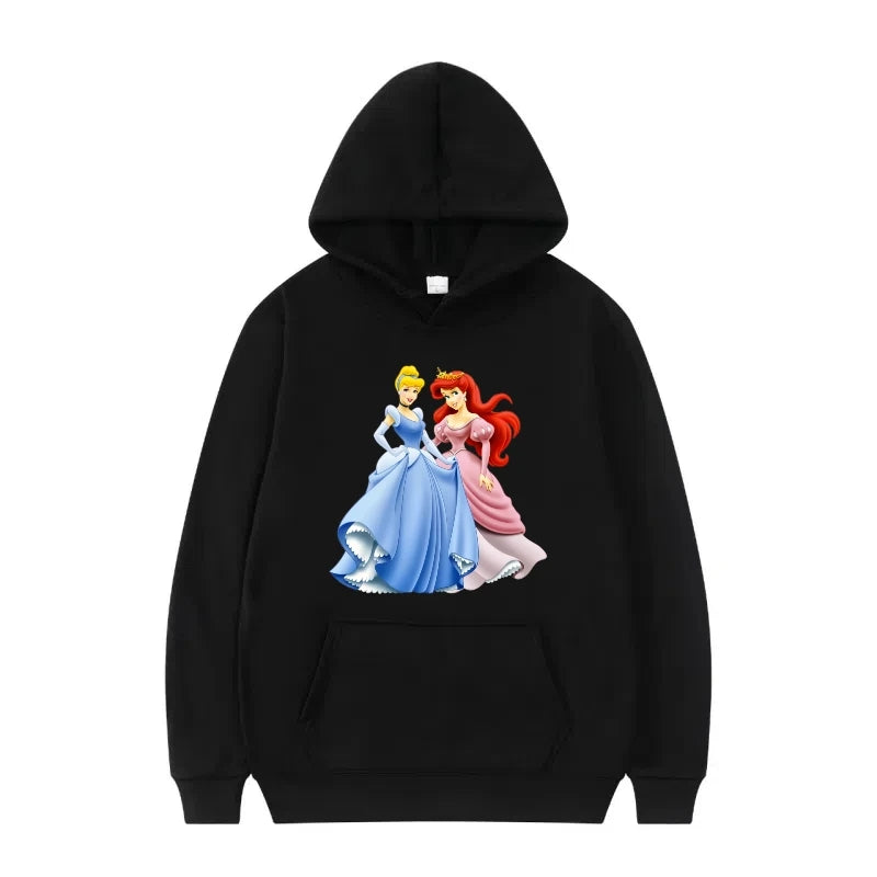 Disney Princess Graphic Hoodie | Y2K Sweet Style Long Sleeve Sweatshirt with Pockets for Women