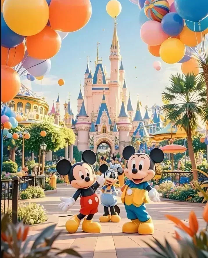 Disneyland Paris Pattern T-shirt, All Season Pure Cotton, Casual and Fashionable, Suitable for Both Men and Women