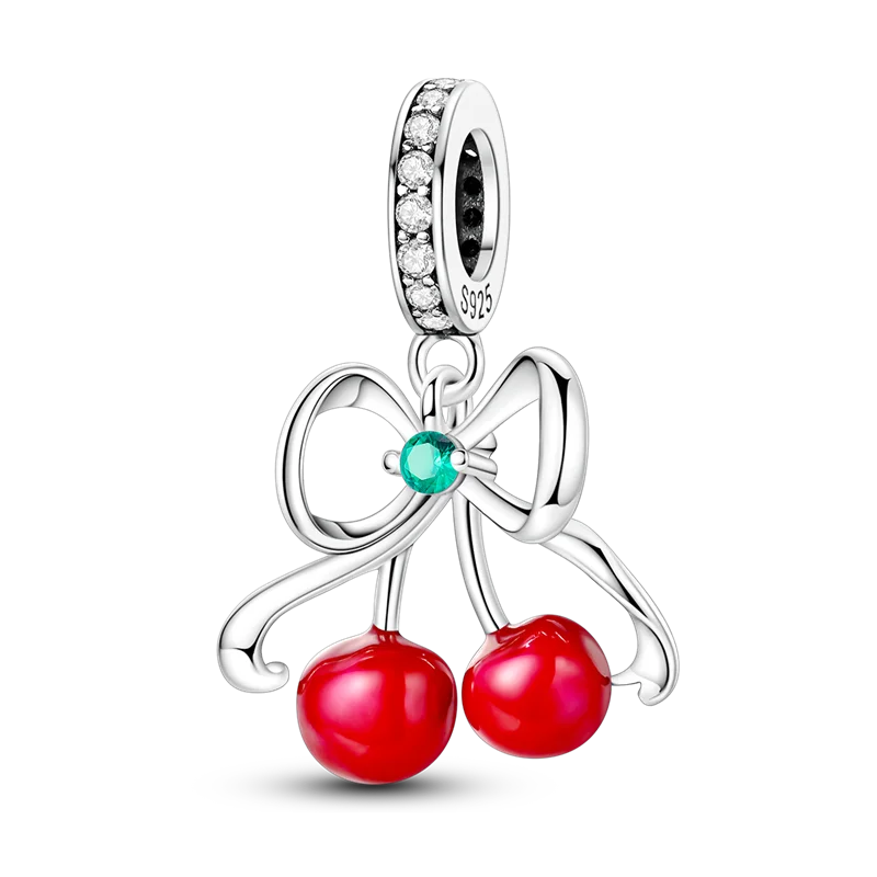 925 Sterling Silver Zircon Bowknot Heart Balloon Charms | Original Pendant Beads Fit Bracelet DIY Fine Jewelry for Women