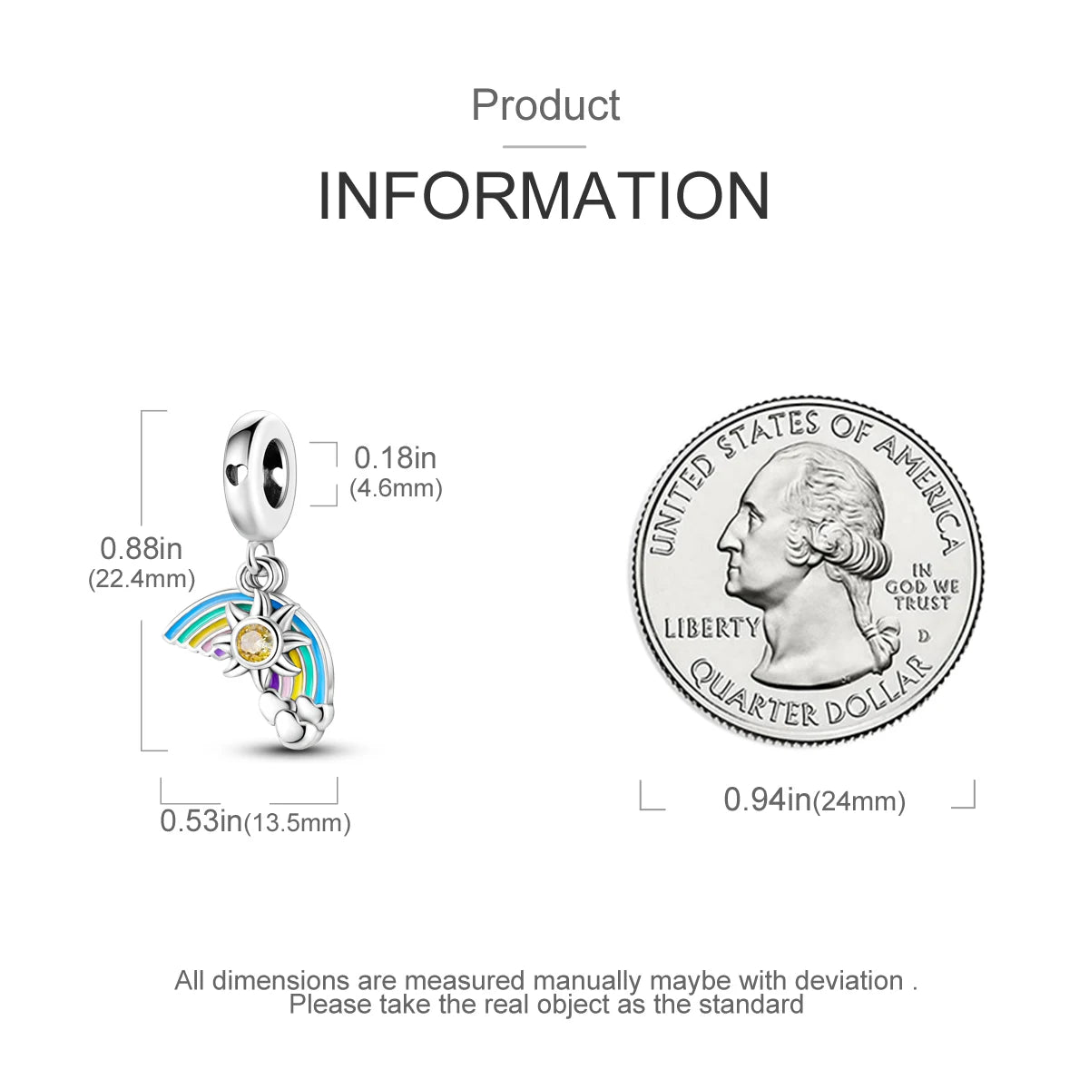 Silver Plated Colorful Glowing Moon & Stars Rainbow Dangle Charms | Fit Original Bracelet & Necklace | Women’s Jewelry Beads