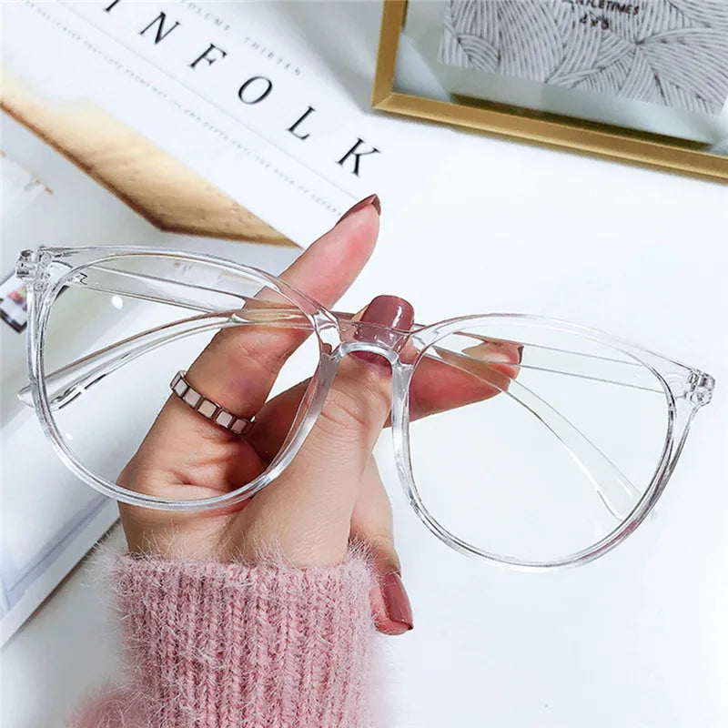 Transparent Anti Blue Light Glasses – Unisex Round Frame Korean Fashion Eyeglasses | Eye Protection Spectacle Eyewear