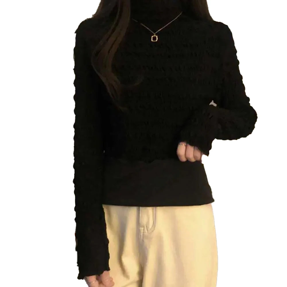 Women’s Half-High Neck Slim Fit Long Sleeve Top – Elegant Casual Thermal Bottoming Shirt