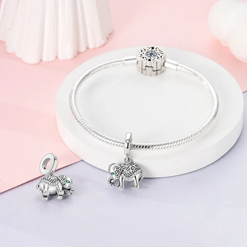 2025 Hot Sale 925 Sterling Silver Retro Elephant Dangle Charm Bead Fit Pandora Bracelet & Necklace2025 Hot Sale 925 Sterling Silver Retro Elephant Dangle Charm Bead Fit Pandora Bracelet & Necklace