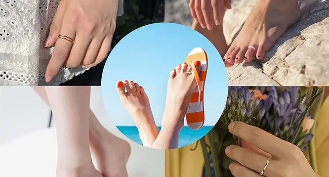 Fansilver S925 Sterling Silver Adjustable Toe Rings for Women – White Gold Plated Flower Summer Beach Foot Jewelry