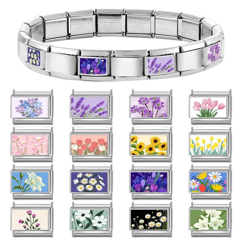 2025 Original Y2K Colorful Cute Cartoon Cats Dogs Italian Charm Links Fit 9mm Stainless Steel Bracelet Men Women DIY Making Gift