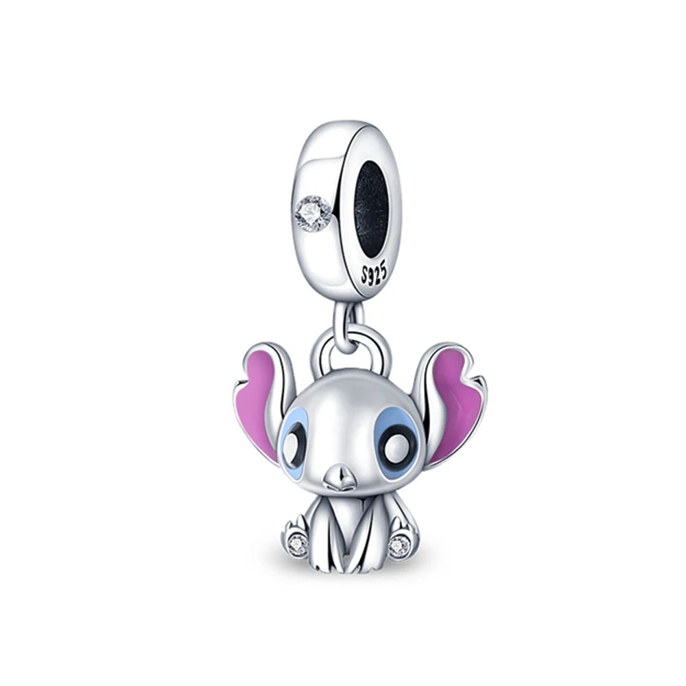 Disney 925 Sterling Silver Princess & Character Charms | Stitch, Olaf, Mickey, Donald & Tigger Beads Fit Pandora Bracelet