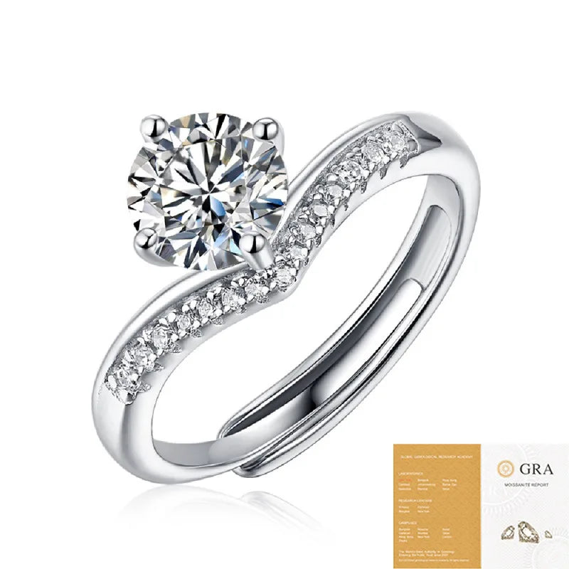 1ct D Color Moissanite Engagement Ring 925 Sterling Silver Gold Plated Solitaire Ring