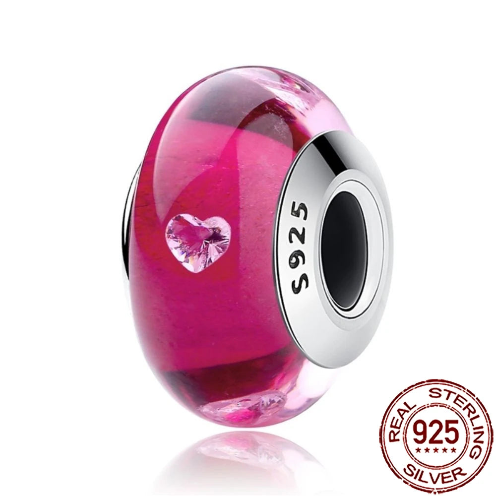 2025 New 925 Sterling Silver Colorful Murano Glass Beads | Fit Original Pandora Bracelet & Necklace DIY Jewelry