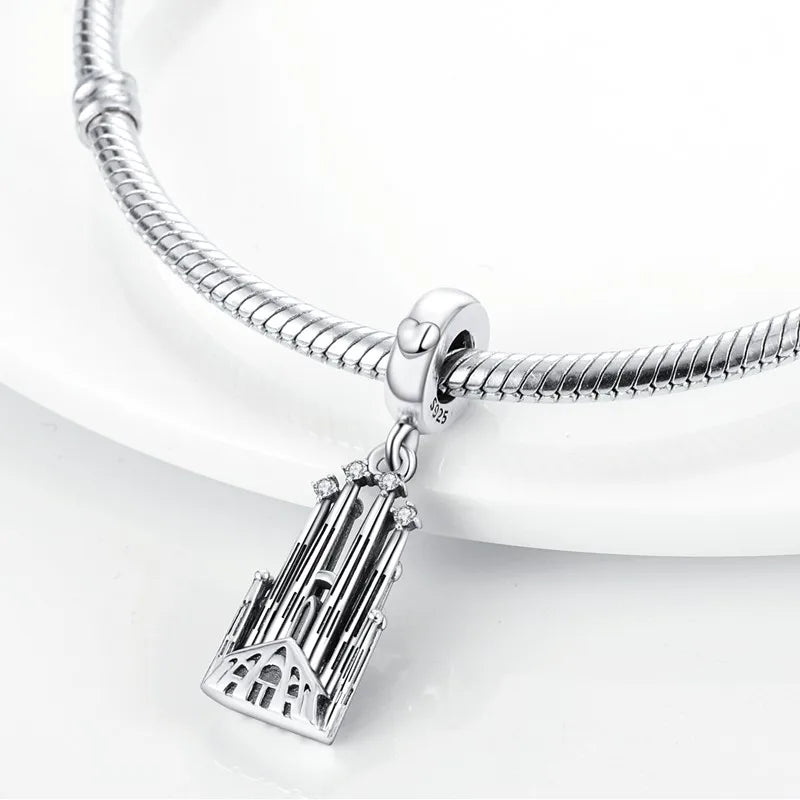 925 Sterling Silver Virgin Mary Dangle Charm | Fits Pandora Bracelet | Our Lady Pendant Bead | Religious DIY Jewelry Gift