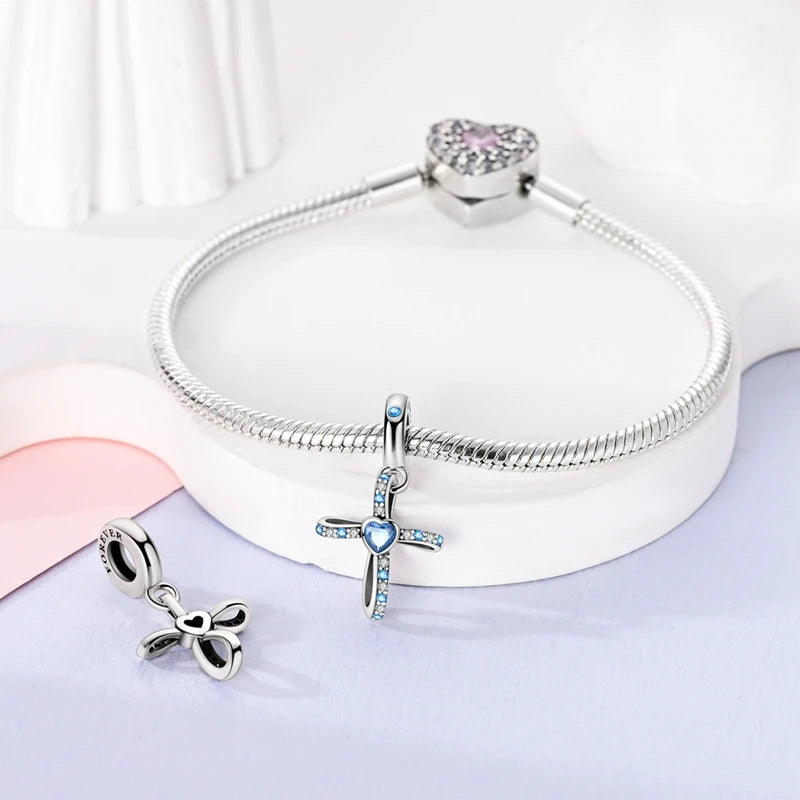 925 Sterling Silver Flying Bird & Butterfly Safety Chain Charm Beads for Original 3mm Bracelet – DIY Jewelry Gift