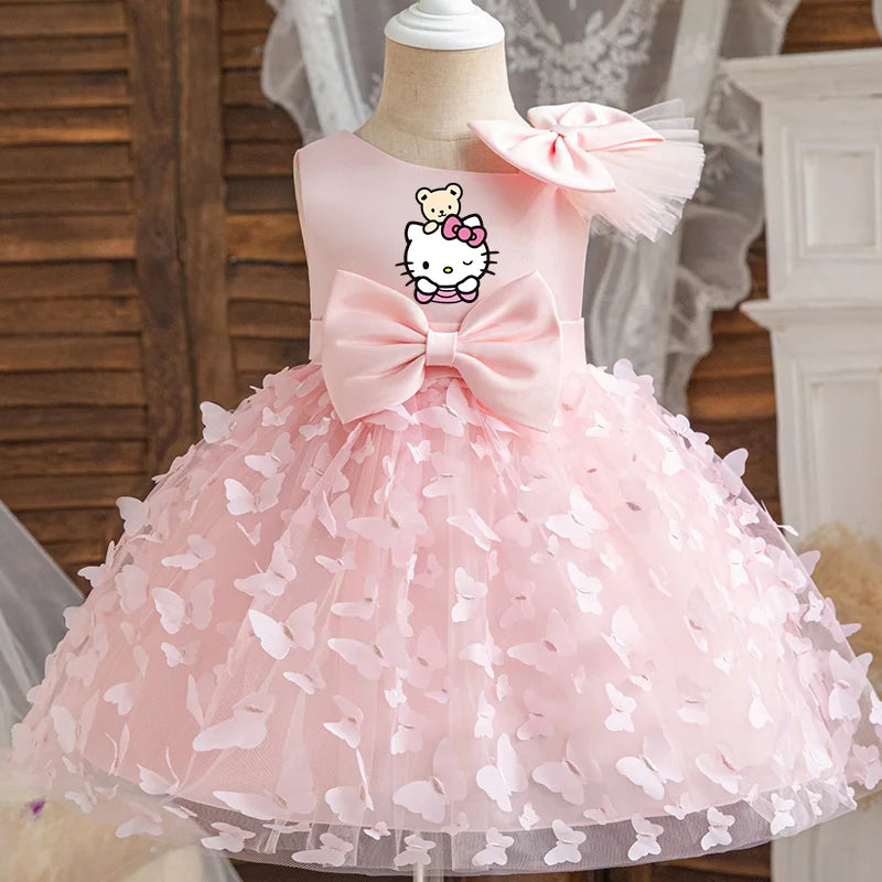 Hello Kitty Girls Princess Butterfly Dress – Toddler Birthday, Wedding & Christmas Party Luxury Gown for Kids