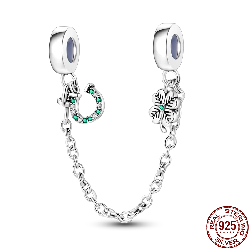 925 Sterling Silver Silicone Spacer Beads & Safety Chain | Clasp Charms Fit Original Pandora 3mm Bracelet – Women’s Jewelry