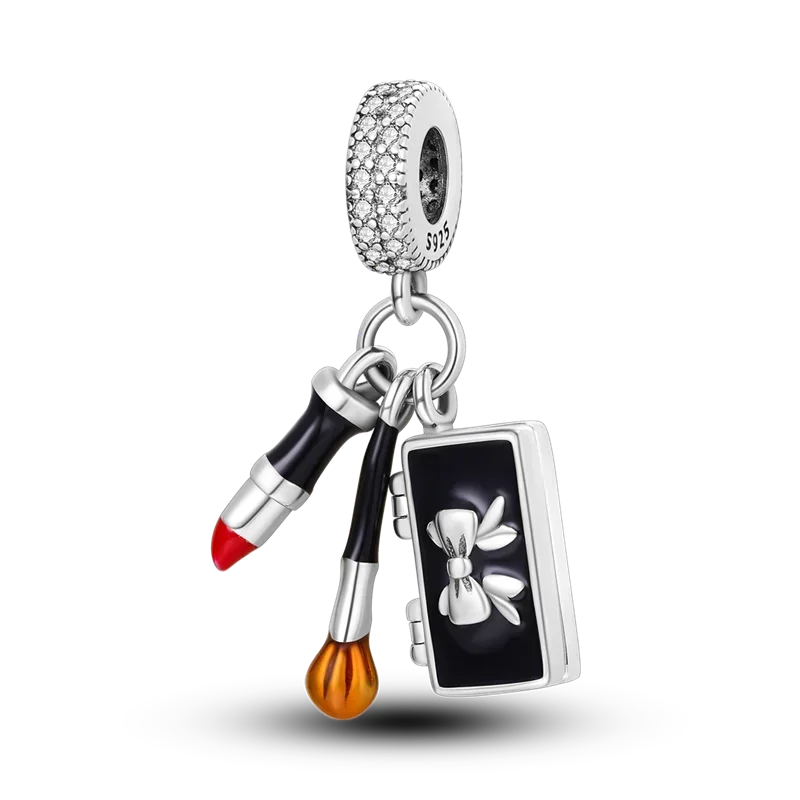 925 Sterling Silver Fashion Life Series Charms – High Heels, Lipstick, Dress & Perfume Beads Fit Pandora Bracelets DIY