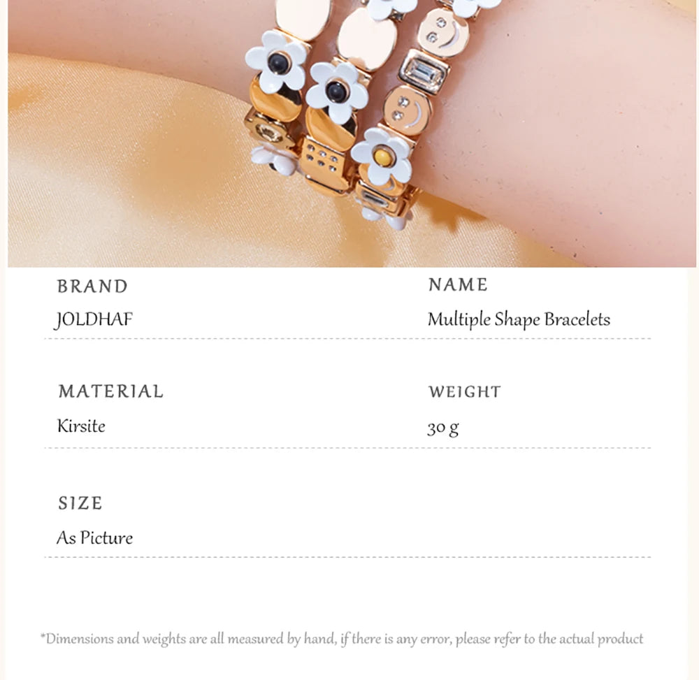 Gold Flower Charm Beaded Bracelet for Women | Boho Summer Jewelry Gift 2023