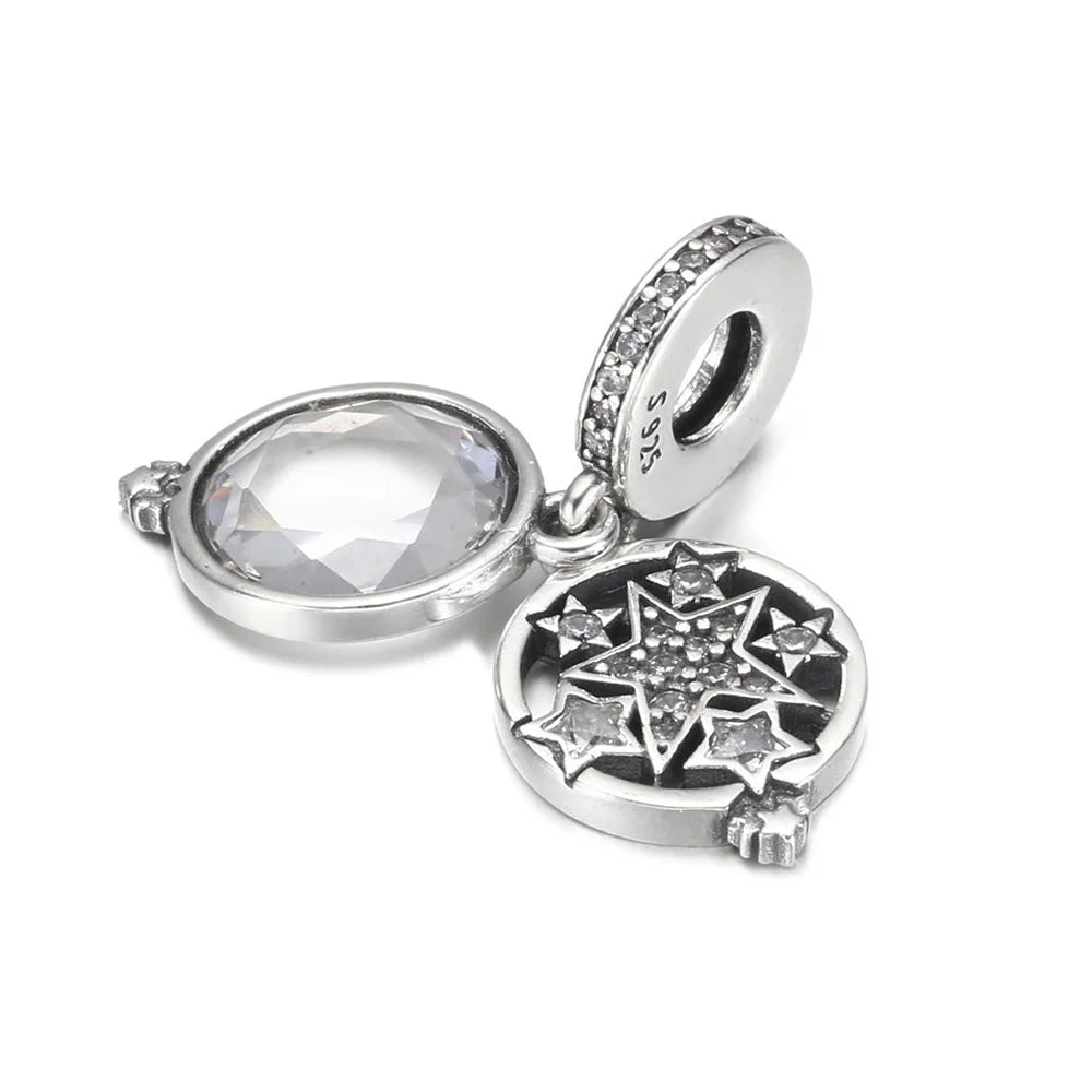 925 Sterling Silver Blue Planet & Dolphin Galaxy Dangle Charm | Women’s Bracelet DIY Jewelry