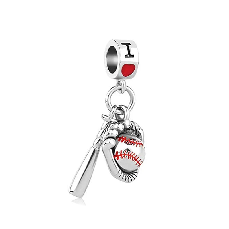 2025 S925 Sterling Silver Sports Series Charms | Basketball, Rugby, Baseball & Golf Pendant Fit Pandora Bracelets & Necklaces