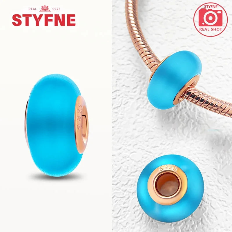 925 Sterling Silver Blue Series Crystal Enamel Murano Bead | Fit Original Bracelet Women DIY Fine Jewelry Gift