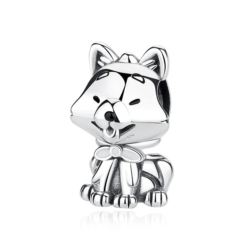 Original Sterling Silver Pet Paw Charm | Love Dog Cat Print Beads for Pandora Bracelets & DIY Jewelry