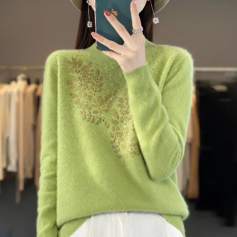 Women’s Thick Warm Mock Neck Sweater – Autumn Winter Long Sleeve Knit Pullover