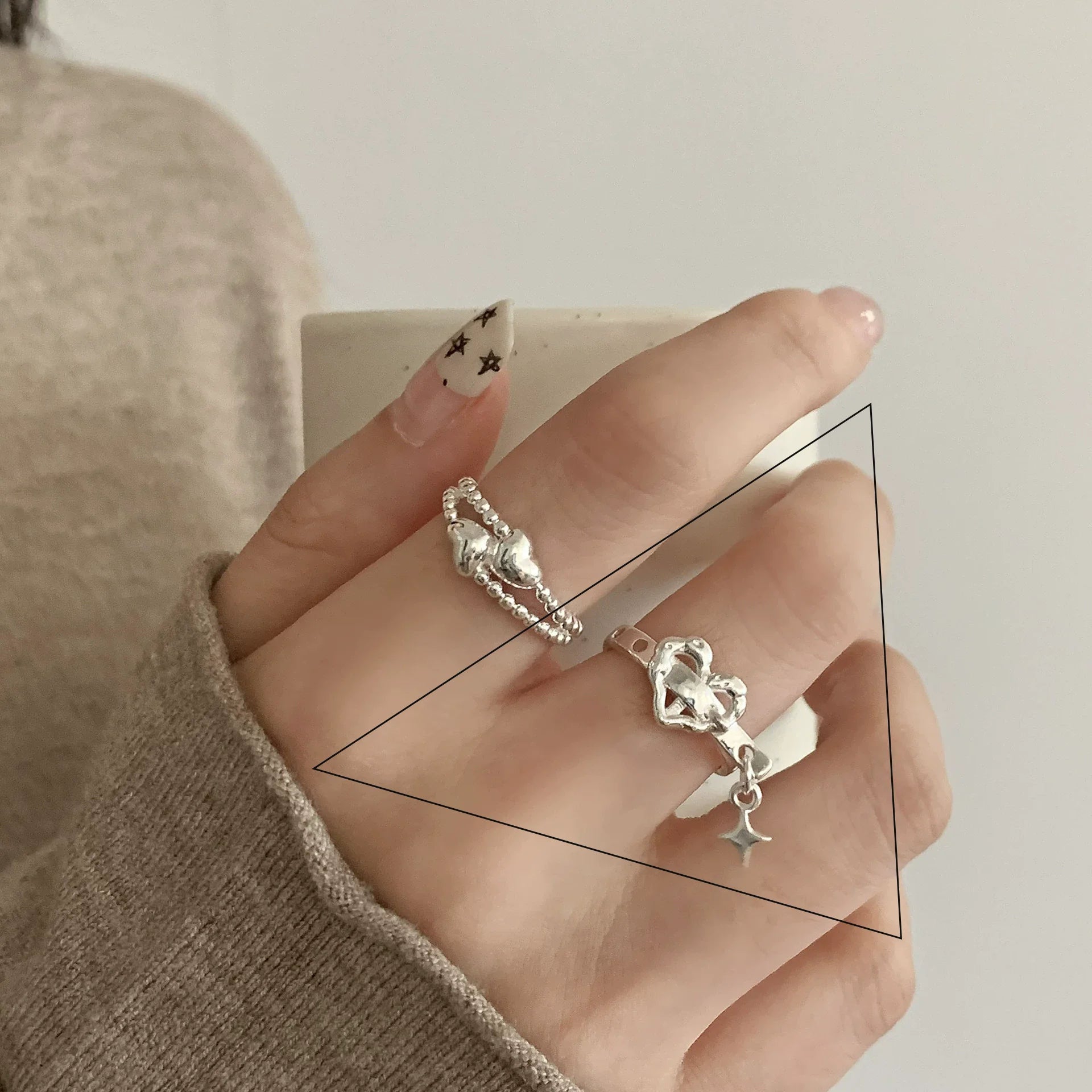 VENTFILLE 925 Sterling Silver Flower Lace Ring – Adjustable CZ Korean Fashion Jewelry