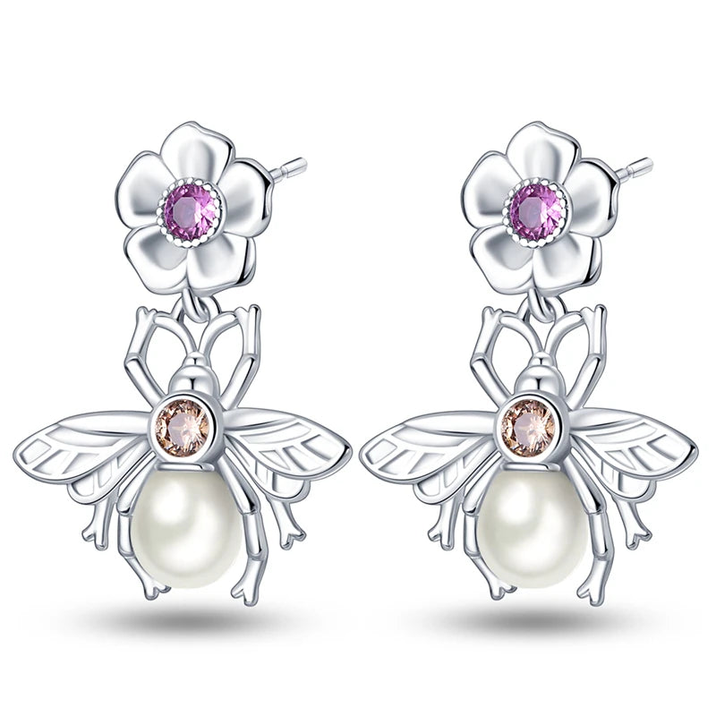 Orstarry 925 Sterling Silver Pink Sweet Bow Drop Earrings | Women’s Original Jewelry Party & Anniversary Gift