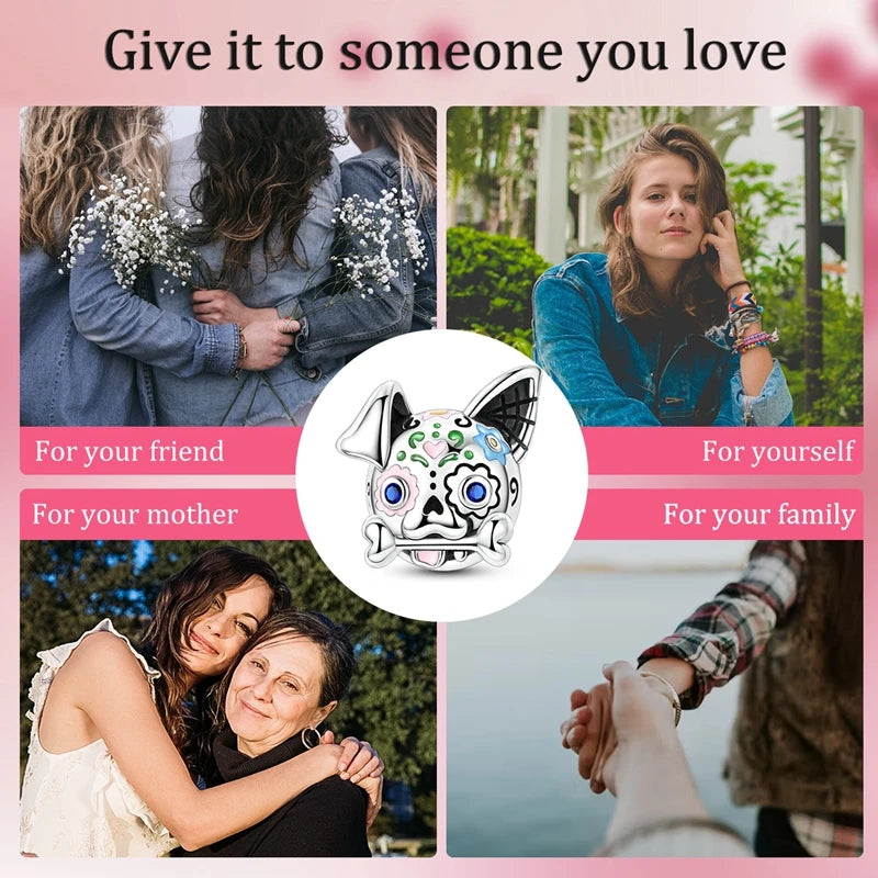 Halloween 925 Sterling Silver Charms | Pumpkin Skeleton Witch Bat Beads for Bracelet DIY Jewelry