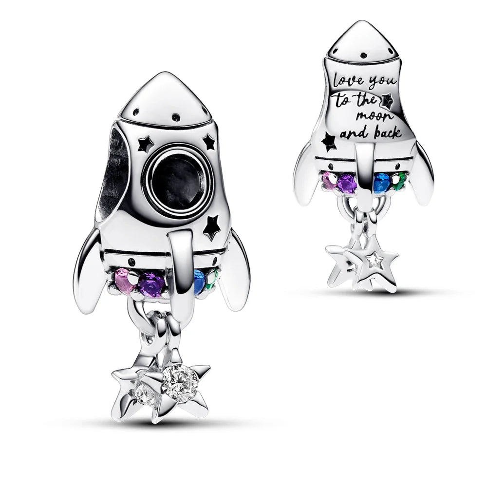 Sparkling Christmas Butterfly Bell Moon Charms | 925 Silver Beads Fit Original Pan Bracelet | DIY Women Jewelry New Year Gift