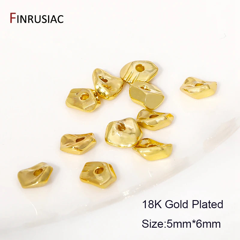 18K Gold Plated Brass Irregular Spacer Beads – 10/20Pcs Loose Bead Separators for DIY Bracelet & Jewelry Making