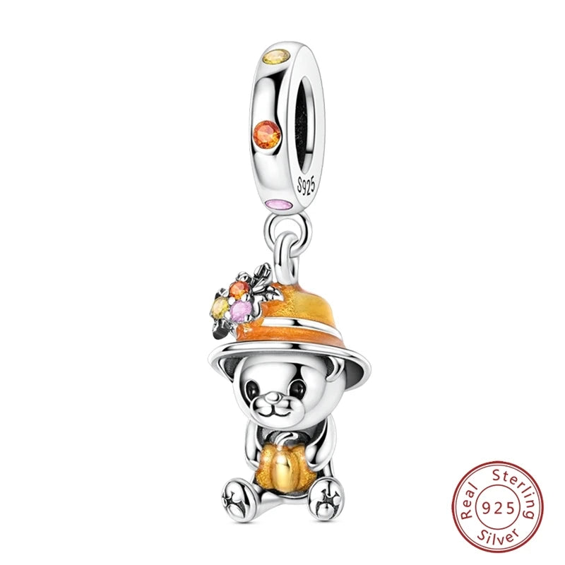 925 Sterling Silver Animal & Love Charms | Cat, Elephant, Bear, Swan & Easter Egg Beads Fit Original 3mm Bracelets DIY Jewelry