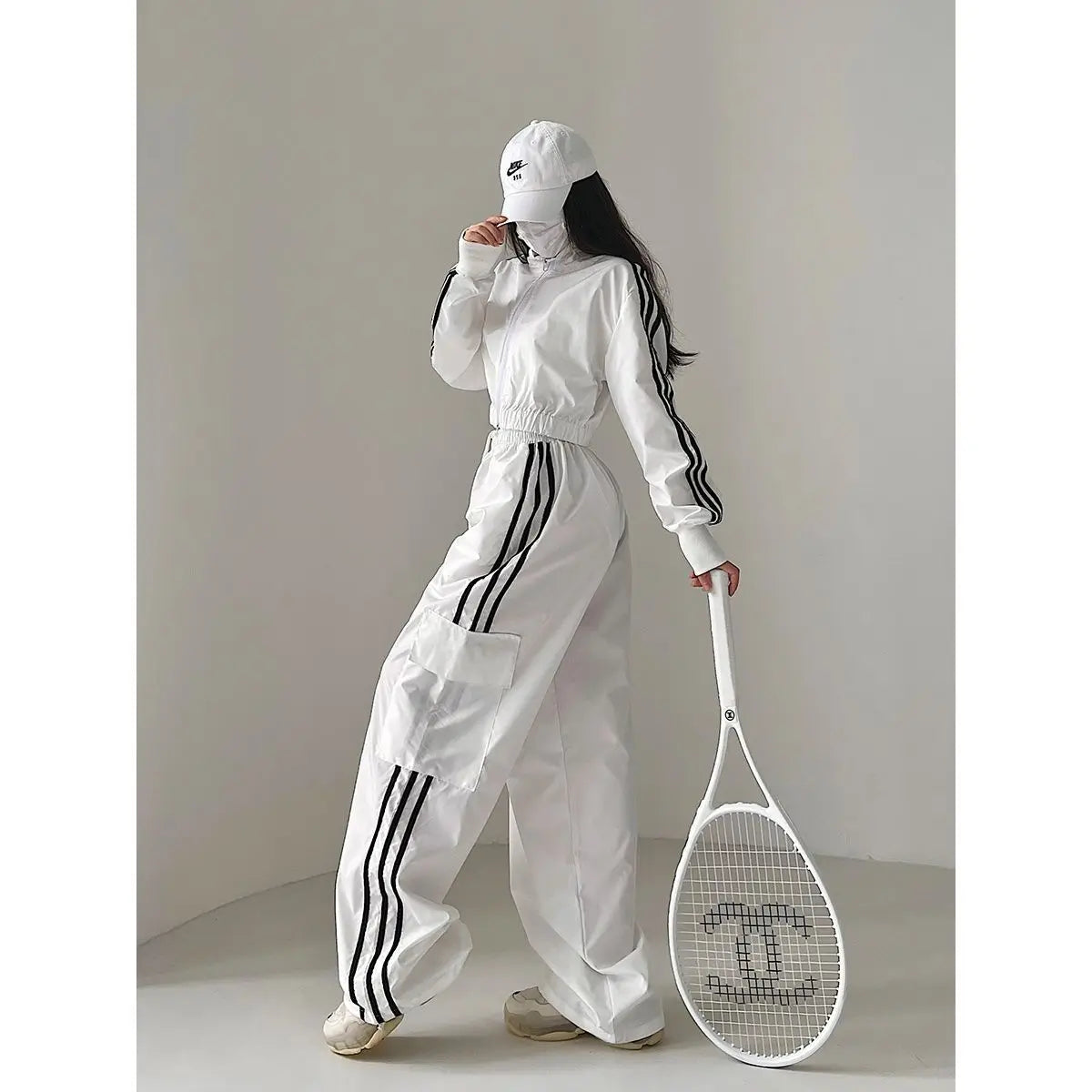 Women’s High Waist Wide Leg Pants | American Style Loose Straight Trousers with Elastic Waist & Cuffed Hem