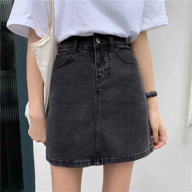 Women’s High Waist A-Line Denim Skirt | Slimming Bodycon Short Skirt Korean Style 2025