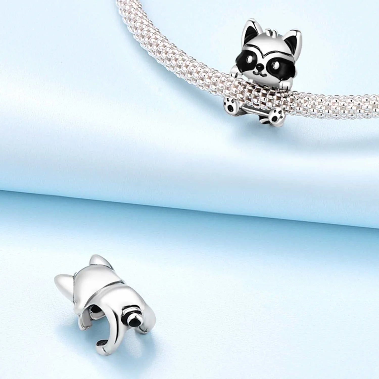 925 Sterling Silver Cute Raccoon Charm Bead | Animal Bracelet Decoration DIY Jewelry Birthday Gift