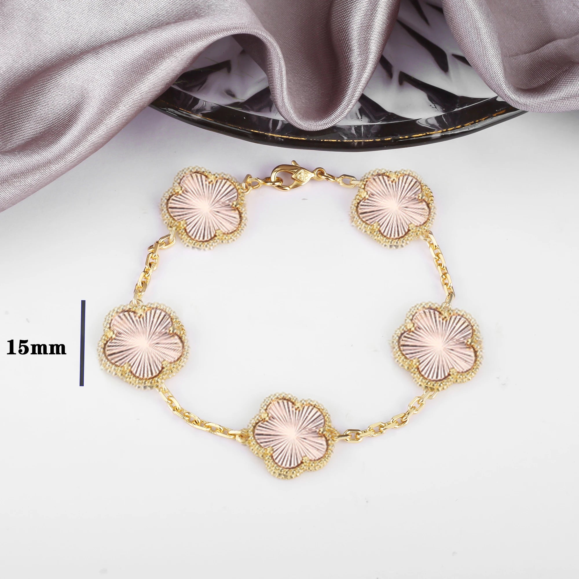 7 Colors Five-Leaf Flower Pendant Necklace Natural Stone Clover Choker Chain for Women