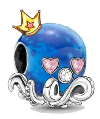 925 Sterling Silver Blue Moon Plane Space Series Glass Beads Clip Charm for Bracelet