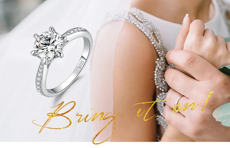 JewelryPalace Moissanite D Color Round Ring | 1–3ct S925 Sterling Silver Wedding & Engagement Ring