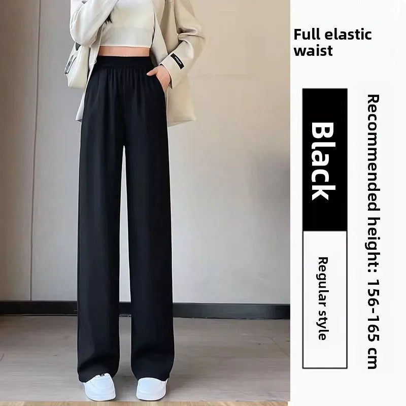 Women’s Slim Fit Straight Leg Suit Pants | Summer Thin Black Casual Trousers for Pear Shaped Body & Wide Hips
