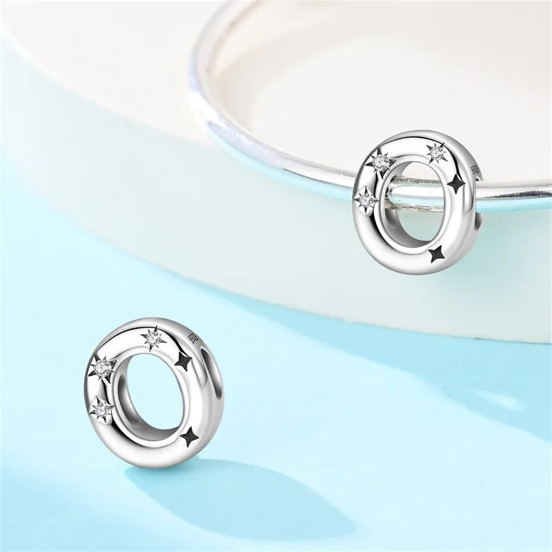 Classic 925 Sterling Silver A–Z Alphabet Charms | Letter Beads with Stars Fit Original Bracelet DIY Jewelry for Women