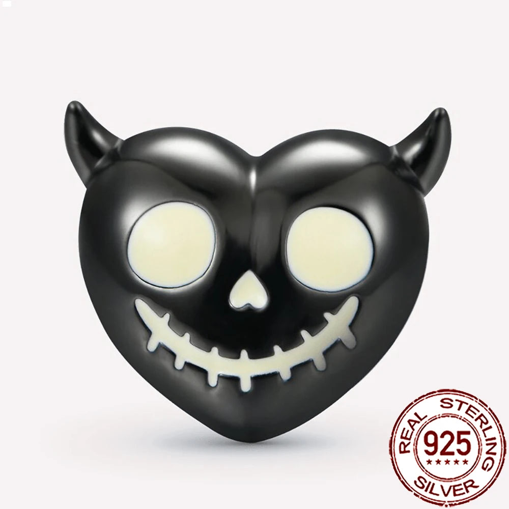 Gothic 925 Sterling Silver Grim Reaper Skull Charm Bead Fit Pandora Bracelet