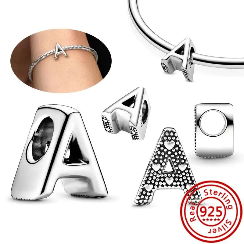 925 Sterling Silver A–Z Alphabet Letter Charms | Gold & Silver Beads for Women DIY Bracelet Jewelry