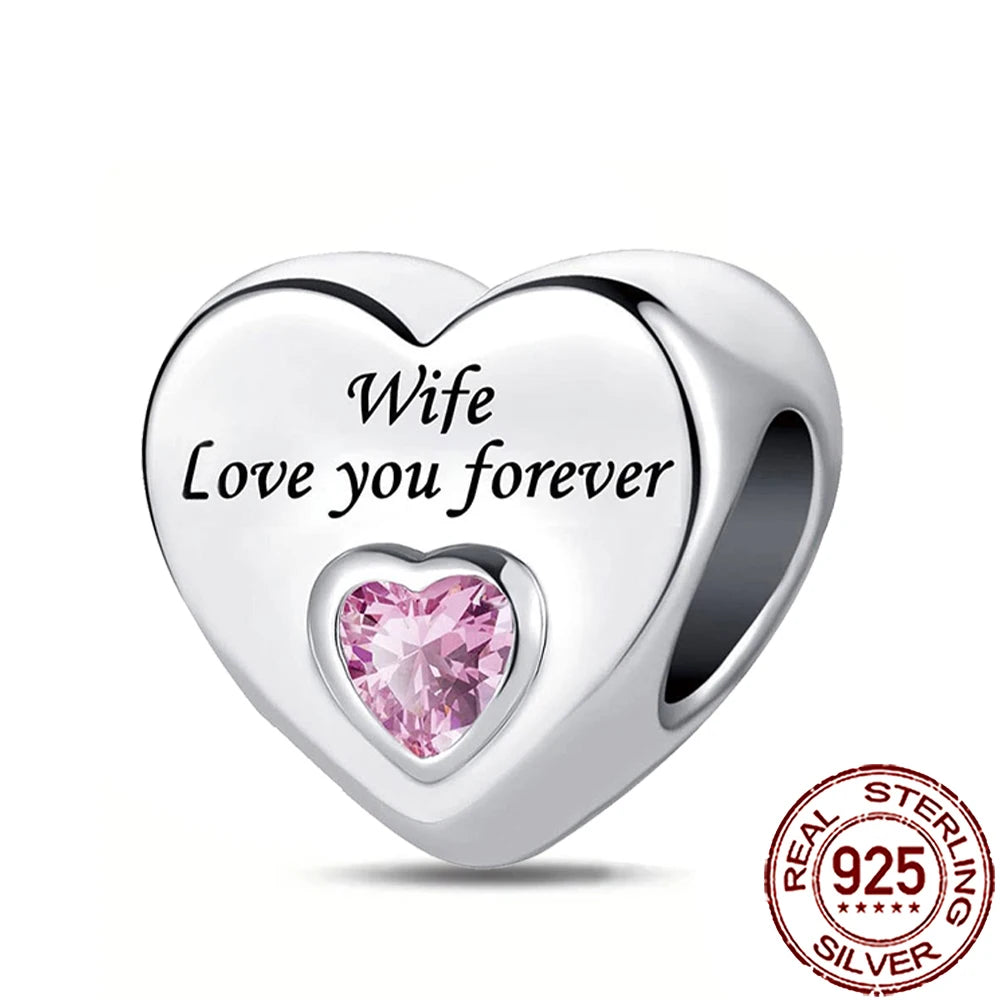 2025 New 925 Sterling Silver Heart Charm Sister Mother Daughter Beads Fit Pandora Bracelet
