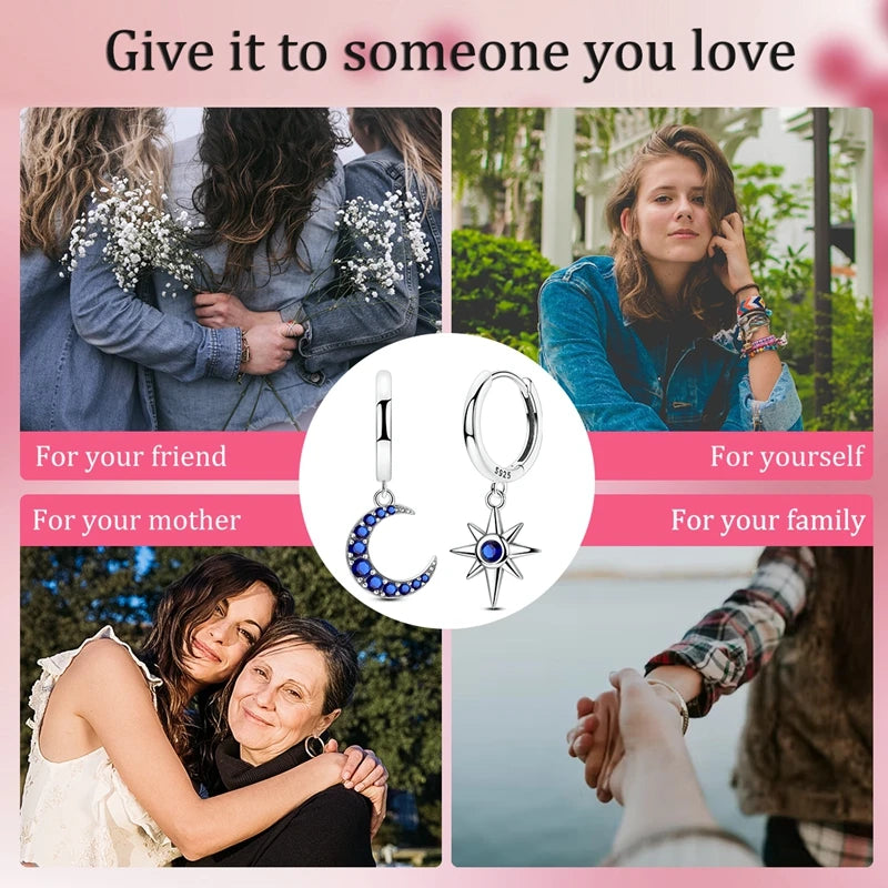 2025 925 Sterling Silver Hoop Earrings for Women | Drop Stud Fine Jewelry Engagement & Anniversary Gift