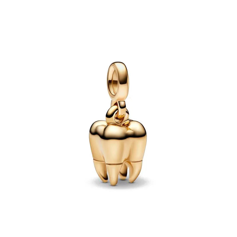 New 925 Sterling Silver ME Series Gold Toothed Elephant Charm | Fit European Original ME Bracelet Accessories Jewelry