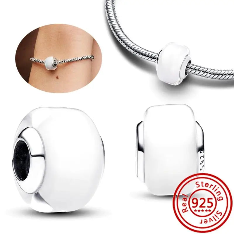 New 925 Sterling Silver Forever Always Love Murano Glass Beads | Sparkling Lucky Charms for Original Pantaro Bracelets DIY Jewelry