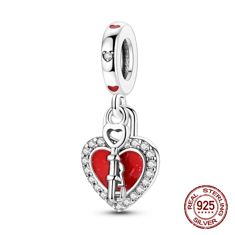 925 Sterling Silver Red Series Charms | Heart, Car & Strawberry Dangle Beads for Original Bracelet DIY Jewelry