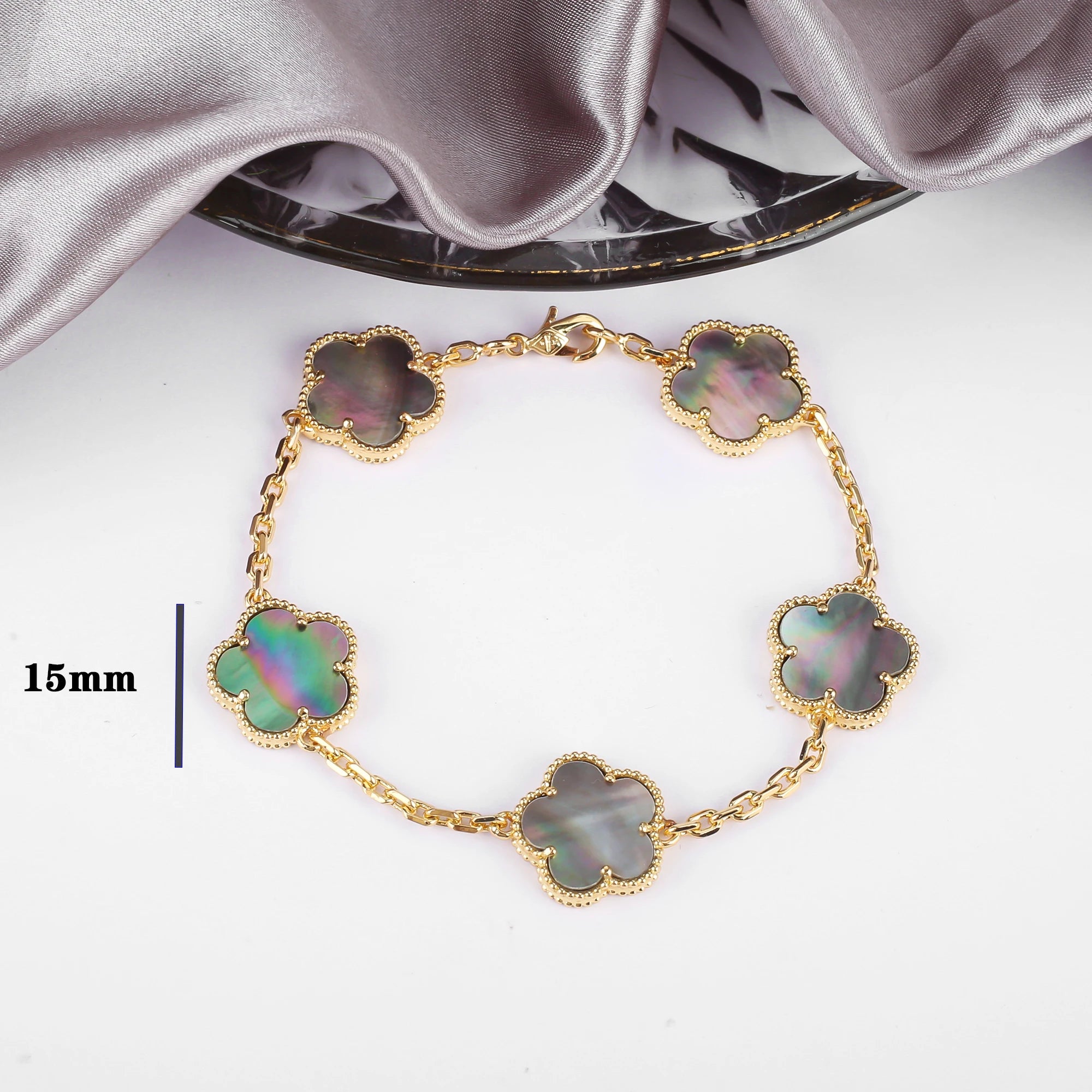 7 Colors Five-Leaf Flower Pendant Necklace Natural Stone Clover Choker Chain for Women